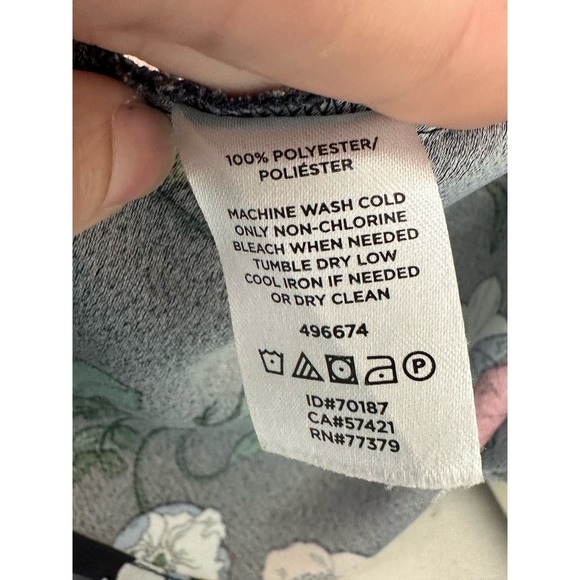 Ann Taylor black pink floral short sleeves wrap blouse size XXSP - Picture 5 of 10